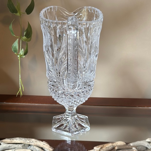 Intricate Hand cut lead crystal Glass Pitcher with Floral Motif - Picture 2 of 3